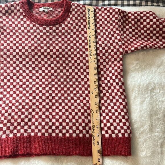 Madewell Wool Alpaca Blend Checkerboard Jacquard Pullover Sweater Size Smalll - Picture 12 of 13